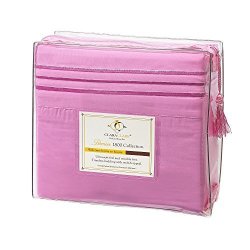 Clara Clark Premier 1800 Collection 3PC Bed Sheet Set - Twin Single Size Strawberry Pink