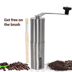 Manual Coffee Grinders Portable Stainless Steel Coffee Bean Grinder Conical Burr Mill For Travel Camping For Office And Fits In Aeropress With Free Cleaning Brush.