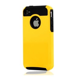Rugged Rubber Matte Fit Hard Case Cover For Apple Iphone 4 4G 4S Yellow Black