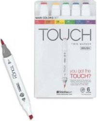 Touch Twin Brush Main Colours Marker Pen Set 6 X Assorted Main Colours