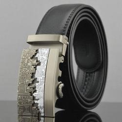 Leather Automatic Buckle Formal Belt - Black