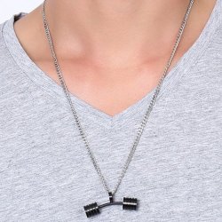Barbell Pendant Necklace For Men