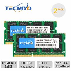 8GBX2 KUESUNY 16GB Kit PC3L-12800/PC3L-12800s Memory 204 Pin 1.35V/1.5V CL11 Non-ECC Unbuffered 2RX8 Dual Rank for Laptop Notebook Computer DDR3L-1600 Sodimm RAM 