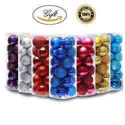 24 Pcs Shatterproof Decorative Balls Ornaments For Holiday Party Home Blue 2.36