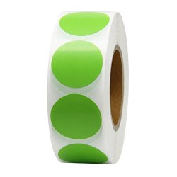 Hcode 1 Inch Color Coding Label Round Writable Colorful Stickers Circle Adhesive Dots Paper Labels 1000 Pieces 1 Roll Green