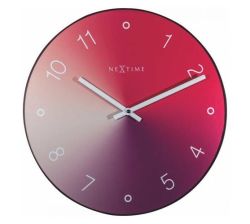 40CM Gradient Glass & Metal Round Wall Clock - Red