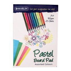 Marlin Project Board Pad A4 25 Sheets 160GSM Pastel Assorted Pack Of 5