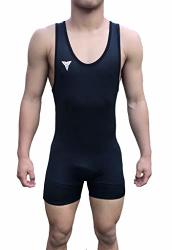 Tri-titans Simply Black Wrestling Singlet - Folkstyle - Mens & Youths Adult L: 165LBS-185LBS