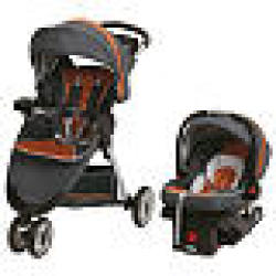 Graco Fastaction Fold Sport Click Connect Travel System - Tangerine