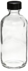 Wheaton W216815 Boston Round Bottle Clear Glass Capacity 8OZ With 24-400 Black Phenolic Poly-seal Lined Screw Cap Diameter 60MM X 136MM Case Of 12