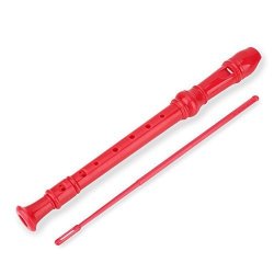 8 Holes Soprano Recorder Flute Abs Recorder With Cleaning Stick For Beginners Red