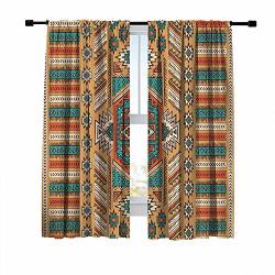 Duise Window Curtains Drapes Rod Pocket Curtains Tribal Indian Aztec Secret Tribe Pattern Native Apricot Orange For Living Room Bedroom Light Blocking Curtains 2