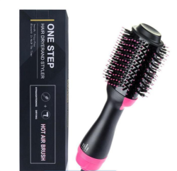 3 In 1 Hot Airbrush Onestep Hair Dryer And Styler - Black And Pink
