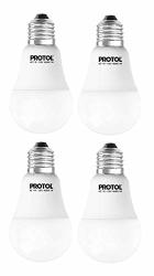 Protol 4 Pack Pure White LED Light Bulb 7W 900 Lumens 65W Equivalent Energy Saving & Long Life Efficient A19 Bulb E26 Standard Base Ul Listed 60-ENLED-7W-4