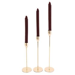 Set Of 3 Modern Decorative Candlestick Holder For Table Fits 3 4 Inch Thick Metal Candle Stand Gold