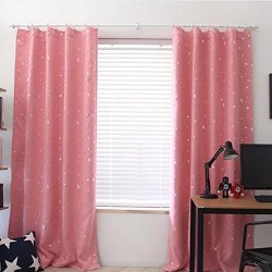 Awakingdemi Blackout Thermal Window Curtai Stars Blackout Curtain Living Room Window Blind Shading Screen Drapes Pink