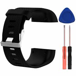 Hwhmh Bands Compatible With Fitbit Surge Soft Silicone Adjustable Replacement Strap With Metal Buckle Clasp For Fitbit Surge No Tracker Black L 6.3"-7.8"
