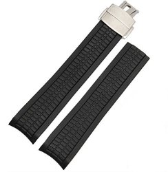 21MM Rubber Whtch Band Silicone Strap Buckle Fit For Patek Philippe Aquanaut 5164 5165 Black Silver Buckle