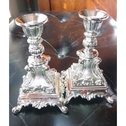 Candle Sticks - Silver Two Piece