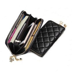 UNIVERSAL Pu Leather Clover Ornament Classic Diamond Lattice Phone Wallet For Phone Und