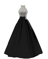 Heimo Women's Sequined Keyhole Back Evening Party Gowns Beaded Formal Prom Dresses Long H123 4 Black