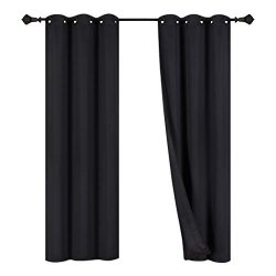 Rama Rose Window Treatment Room Darkening Thermal Insulated Solid Blackout Curtain Grommets Bedroom Living Room 52" Width X 63" Long Set Of 2 Panel Black