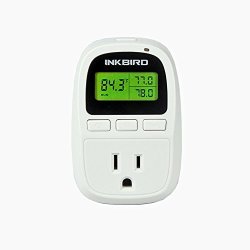 Inkbird C206 10A Heat Mat Temperature Controller With Outlet 6.56FT Ntc Sensor F And C Degree 50-108F No Cool Function