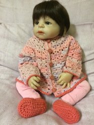 Crocheted Baby Girl Jacket And Shoes 0-3 Months