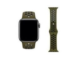 Mdm Breathable Silicone Sport Apple Watch Strap Army Green & BLACK-42 44MM