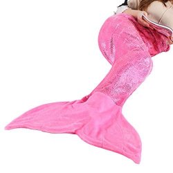 Langria Mermaid Blanket Glittering Flannel Mermaid Tail Blankets For Girls Kids Adults Super Soft Warm Lightweight In Living Room Bedroom All Seasons 60X25 Pink