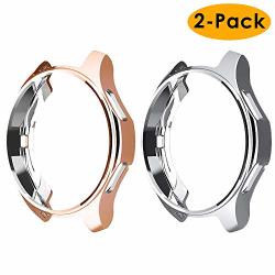 EZCO Compatible Samsung Galaxy Watch 42MM Case 2-PACK Soft Tpu Plated Case Protector Bumper Shell Compatible Samsung Galaxy Smart Watch