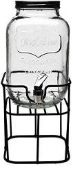 Circleware 69122 Sun Tea MINI Mason Jar Glass Beverage Dispenser With Lid Glassware For Water Juice Beer Wine Liquor Kombucha Iced Punch & Cold