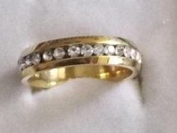 Designer Gold Fusion Ring With Cz Diam Size 17 18 19 & 20 Reduced Price Not Filled Or Plated