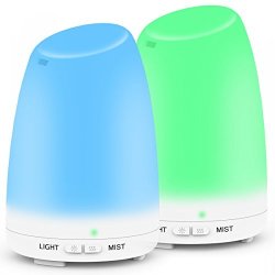 2PACK Essential Oil Diffuser Ms Kelly 120ML Aromatherapy Diffuser With Auto Shut-off Ultrasonic Cool Mist Humidifier 7 Colorful LED Lights For Office Bedroom Spa