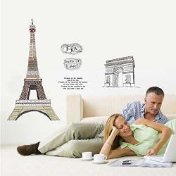 Ekea-home Pvc Arch Of Triumph & Eiffel Tower Wall Stickers Removable Home Decorative Mural Wall Decals Retro 60X90CM 23.64"X35.46