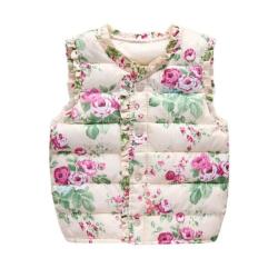 Liva Girl Floral Printed Thick Princess Girls Vest - Beige 6T