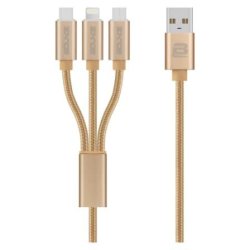 Bound Cord Series 3 In 1 Charge Cable - Gold