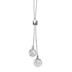 Shiroko Stainless Steel Two Hanging Balls Necklace