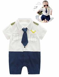 Baby Pilot Boys Halloween Uniform Cosplay Romper Costume Outfit 12 To 18 Months Short Sleeves
