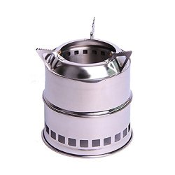 Volksrose Portable Stainless Steel Lightweight Folding Wood Stove Pocket Stove Outdoor Camping Cooking Picnic Backpacking Stove 2