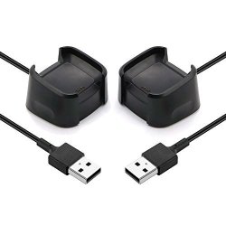 Kissmart Replacement Fitbit Versa Charger Charging Cable Cradle Dock For Fitbit Versa Smart Watch Black Pack Of 2