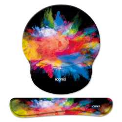 Colour Burst Mouse Pad With Wrist Support And Keyboard Wrist Support Set