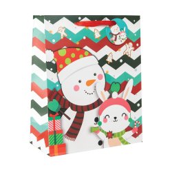 Gift Bag Christmas Glitter Medium Animal & Santa Claus