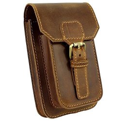 Lxff Mens Genuine Leather Small Hook Waist Bag Belt Pouch Fanny Pack For Cell Phone Brown - B