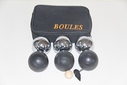 Unique 6 Ball 73MM Metal Bocce petanque Set With 3 Silver Balls And 3 Black Balls