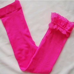 Toddler Kids Girls Lace Velvet Legging Pantyhose Stocking Pant 5-9y - Rose