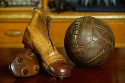Wallmonkeys 1900S Soccer Ball And Boots Peel And Stick Wall Decals WM122282 24 In W X 16 In H