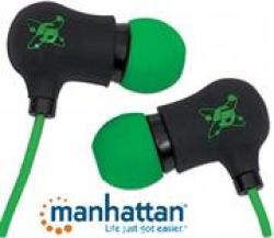 Manhattan Sound Science Nova Sweatproof Earphones - Lightweight Sweatproof Earphones With In-line MIC Black-green Retail Box Limited Lifetime Warra