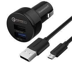 Dual USB QC2 18W Car Charger Kit Works With Xiaomi Redmi 6 + Turbo Speed Microusb Cable Ul Certified