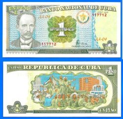 Cuba 1 Peso 1995 Unc Jose Marti Peso Centavos Caribe America